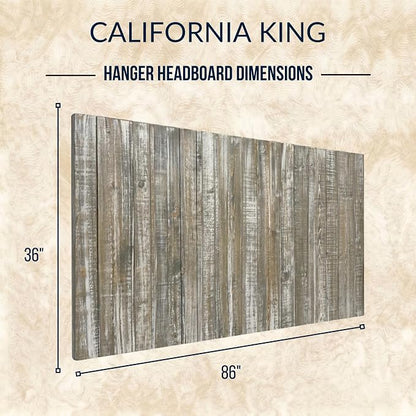 Barn Walls California King Wood Headboard - Graywash Farmhouse Design - Wall Mounted Floating Headboard for Cal King Size Bed - Handcrafted Solid Wood - Easy No-Drill Installation