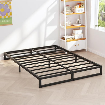 Richwanone 5 Inch Queen Bed Frame, Heavy Duty Metal Platform Bed, Black | Queen Size Bed Frame, Mattress Foundation with Steel Slat Support, No Box Spring Needed, Easy Assembly