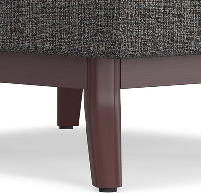 SIMPLIHOME Owen Coffee Table Storage Ottoman - 34" Wide x 19" High Upholstered Tweed Look Fabric Rectangular Lift-Top Ottoman in Ebony, Mid-Century Modern Bench for Living Room with Tapered Legs