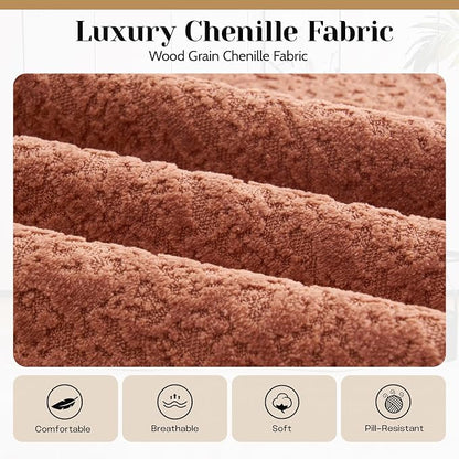 65" Curved Loveseat,Deep Seat Cloud Floor Couch with 3 Backrest,Cozy Chenille Fabric,Small Loveseat for Small Spaces,Bedroom,Office,Apartment (Coral, 65 Inch)
