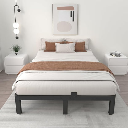 ITIMIDI 10 Inch Bed Frame King Size with Metal Gaskets, No Box Spring Needed, Heavy Duty Steel Support 3500 LBS, DIY Headboard, Anti-Slip Mattress Stopper, Round Corner Leg, Easy Assembly, Black