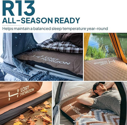 Lost Horizon Air & Foam Camping Mattress, Self-Inflating Sleeping Pad, 4.5" Thick, with Pump Sack, Cot