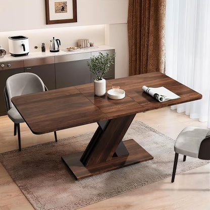 Extendable Dining Table for 4-8 People,55.12''-70.87''Modern Space-Saving Wood Kitchen Table,Rectangle Folding Conference Meeting Table for Living Meeting Room Kitchen,Walnut
