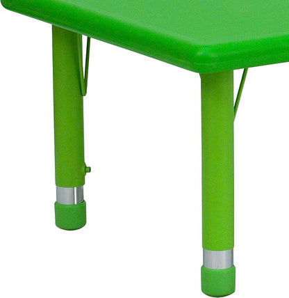 Flash Furniture Wren 24''W x 48''L Rectangular Green Plastic Height Adjustable Activity Table