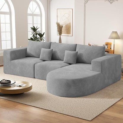 Boneless Couches for Living Room,Cloud Sectional Couch with L-Shape Chaise,Modern Modular Sofa with Deep Seat Upholstered Comfy Couches for Bedroom,No Assembly Required,1PCS