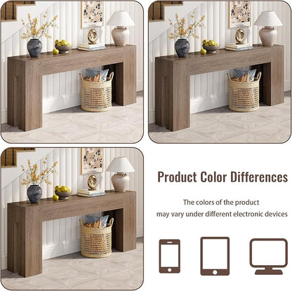 Epecoya Extra Long Sofa Console Table for Entryway Living Room, 79-Inch Farmhouse Wood Behind Couch Table, Rectangular Accent Console with Wooden Double Base for Hallway Foyer Entrance, Light Brown
