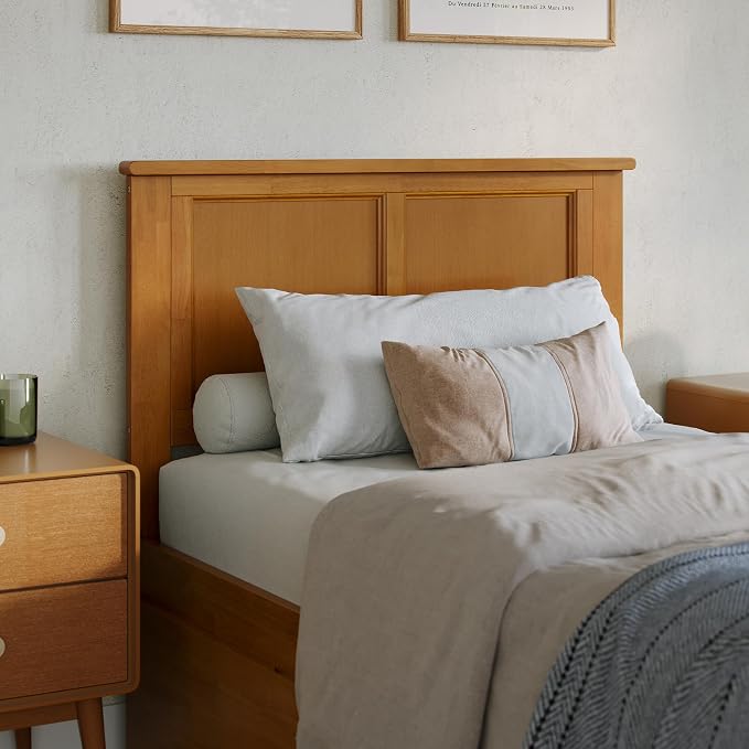 AFI, Madison Twin XL Platform Bed with Matching Footboard & Storage Drawers, Light Toffee