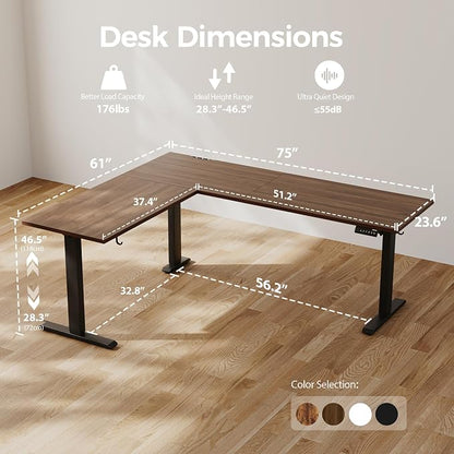 Agilestic 63 x 55 Inch L Shaped Standing Desk Adjustable Height, Corner Standing Desk, Sit Stand Up Computer Table, Splice Board, Dark Walnut