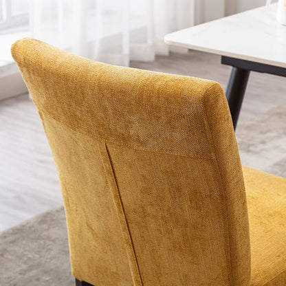 Watson & Whitely Modern Upholstered Dining Chairs, Set of 2, Yellow | Fabric Upholstery, Solid Wood Legs, Low Back, Modern Armless Parsons Style, for Kitchen, Dining Room, Restaurant