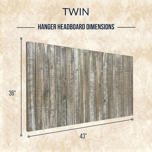 Barn Walls Twin Wood Headboard - Graywash Farmhouse Design - Wall Mounted Floating Headboard for Twin Bed - Handcrafted Solid Wood - Easy No-Drill Installation