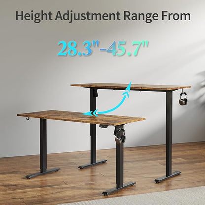 Agilestic Electric Standing Desk, 40 x 24 Inches Height Adjustable Desk, Sit Stand up for Work Office Home, Ergonomic Rising Computer Table with Memory Preset, Rustic Brown