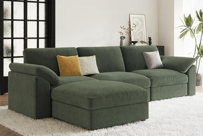 EASE MOOSE Green Sectional Modular Sofa, Oversized Deep Seat Sectional Modular Cloud Couch,Removable Washable