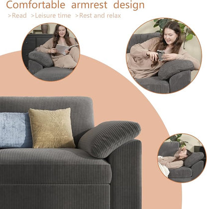EASE MOOSE Oversized U Shape Sectional Modular Sofa, Extra Large Deep Seat Couch Modular Removable Washable Sectional Couch,Grey