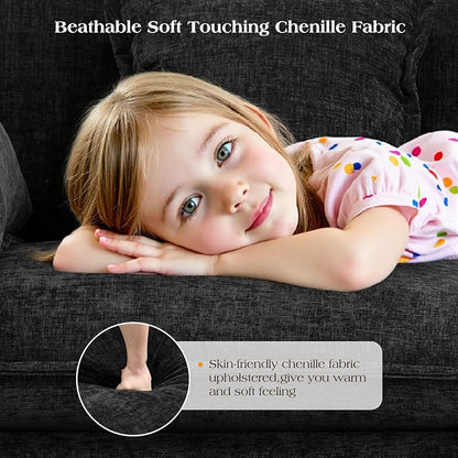 77.6" Modular Sectional Sofa,Loveseat Couch for Living Room, Modern Deep Seat Sofa 2 Seater Chenille Fabric Comfy Cloud Couches with Throw Pillows for Apartment,Small Spaces