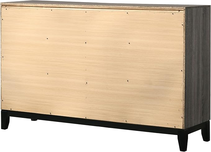 Coaster Home Furnishings - Watson - Wood - 6-Drawer Dresser with Curved Pull Handles, Groove Detailing, and Nickel Hardware - Bedroom - Gray Oak - 212423