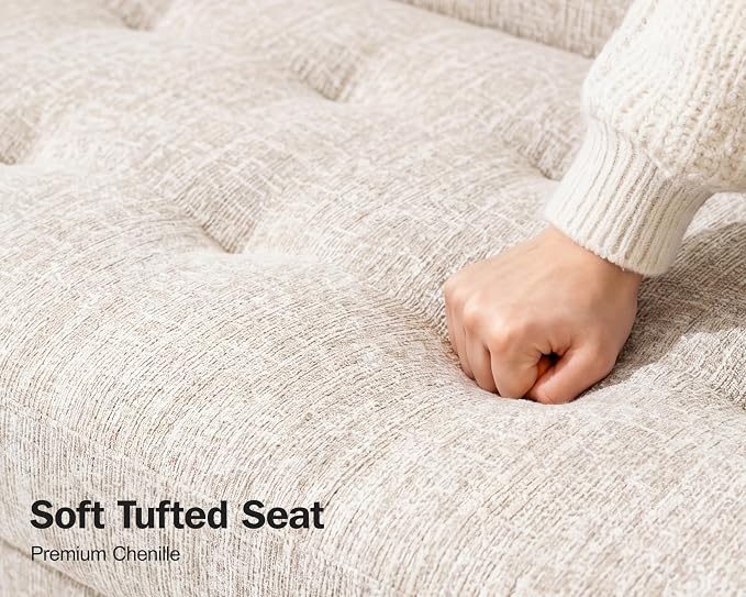 Vipbear 5 Seat L Shaped Modular Sectional Sleeper Sofa Bed with Pull Out Bed/Reclining Backrest/USB Ports/Storage Seat, Sectional Sleeper Couch, Tool-Free Assembly, Chenille Beige