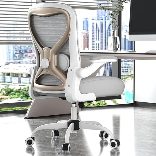 Office Desk Chair with Ergonomic Lumbar Support, Extra-Thick Seat Cushion, Flip-up Arms, Breathable Mesh Back, Computer Task Chair for Home Office