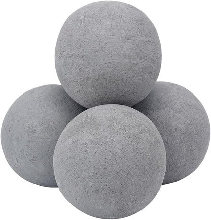 Skyflame 6-inch Fire Pit Balls, 4 Pack Gray Round Ceramic Fire Stones for Natural/Propane Indoor/Outdoor Fire Pits/Fireplaces/Fire Bowls Accessory