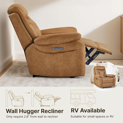 KISLOT Power Recliner Chair Set of 2, Wall Hugger Recliner with Adjustable Headrest and Footrest Dual Motor Electric Faux Leather Reclining Sofa with USB/Type-C Charging for RV Living Room Bedroom