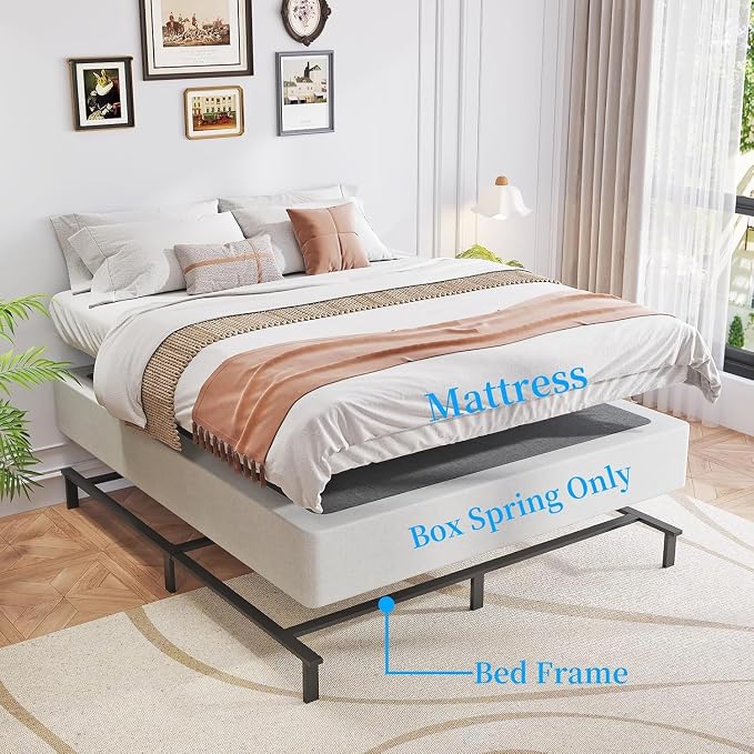 OSASET California King Box Spring, 9 Inch Metal California King Box Spring Only, Heavy Duty Metal Frame Mattress Foundation Support for 3500lbs, Easy Assembly, Noise Free, Non Slip
