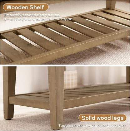 Zihanhome Entryway Shoe Bench with Cushion, End of Bed Bench,Upholstered Bench for Kitchen, Bench with Solid Wood Shelf, Fabric Ottoman Bench for Hallway, Living Room (Textured Green)