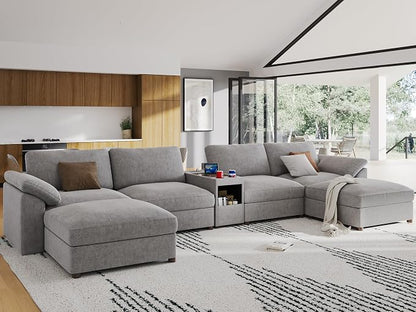 EASE MOOSE Oversized Sectional Modular Sofa,U Shape Grey Modular Sofa