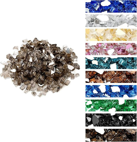 Onlyfire 10 lbs Fire Glass Rocks 1/4 Inch, Reflective Tempered Glass for Propane Fire Pit & Gas Fireplace, High Luster Firepit Glass Stones for Fire Table, Bronze (Multicolor Options Available)