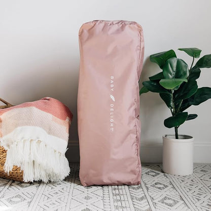Baby Delight Lunaire Full Size Crib | Breathable Mesh Baby Crib | Tool-Free Assembly Baby Bed | 100% GOTS Certified Organic Cotton Fabric | Organic Rose