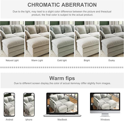 58" Cloud Couch Loveseat, Deep Seat Modular Sectional Sofa with 4 Removable Washable Pillows and 2 Ottoman for Living Room, Bedroom, Apartment, Light Grey