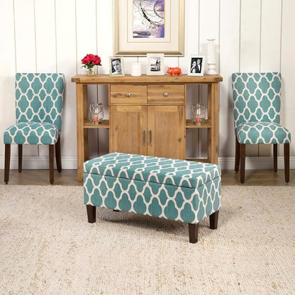 HomePop 36" Storage Ottoman Bench with Hinged Lid - Teal Geometric