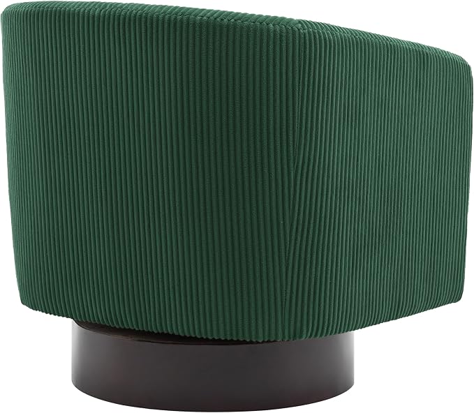Swivel Accent Chairs Set of 2, Barrel Chair Corduroy Upholstered Armchair for Living Room, Small Single Sofa Bedroom Reading Seat - Dark Green