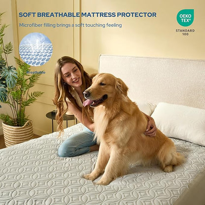 BEDLORE Waterproof Mattress Protector, Twin Size Mattress Pad with Deep Pocket 6"-15" Depth, Soft Dirt-Proof Double Bed Mattress Cover for Bedroom, College Dorm, Hotel (Light Gray)
