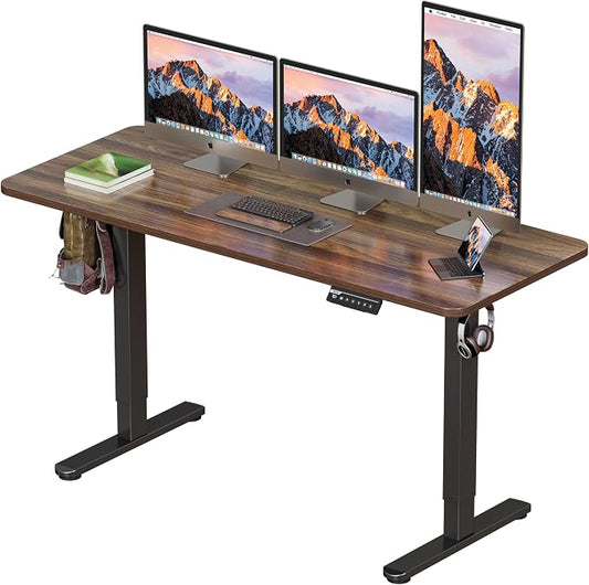 BIZUM Electric Standing Desk 60 x 24 Inch Computer Desk-Gaming Desk Dark Walnut Home Office Desks Height Adjustable Memory Stand Up Computer Workstation