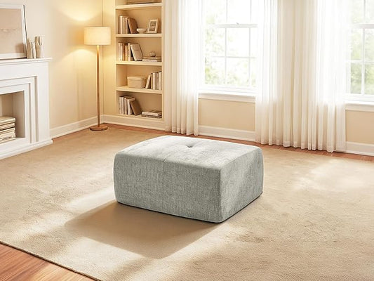 37" Oversized Boneless Couch, Comfort Cloud Sectional Couches for Living Room, Modular Sofa High Back & Extra Deep Seat, No Assembly, Soft Chenille Fabric (Light Grey, 37 inch-Single Ottoman)