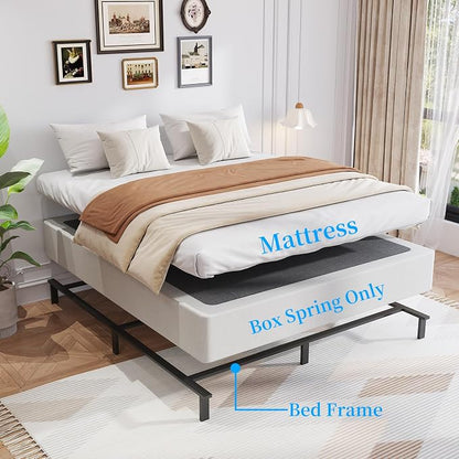 Awesofurni King Box Spring, 8 Inch King Size Box Spring Only, 3000 lbs Heavy Duty Metal Frame Mattress Foundation with Fabric Cover, Easy Assembly-Noise Free