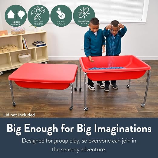 Children's Factory Medium Sensory Table – 24″ Height, Sandbox, Water Table for Kids, Red