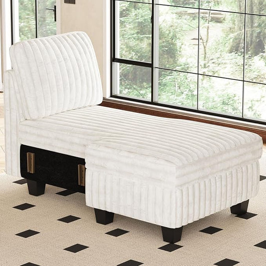 Belffin Modular Sectional Storage Chaise Module for Modular Sectional Sofa Left-Facing Chaise Beige Couch