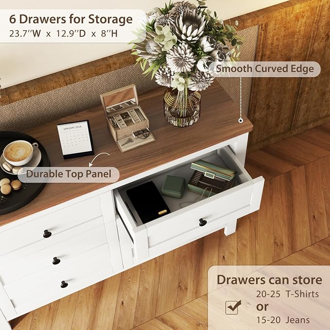 Farmhouse 3-Pieces Bedroom Sets, Queen Size Wood Platform Bed with Nightstand and Dressing Table, Queen Beds Frame with Double Sliding Door Headboard and Charging Station (White, Queen)