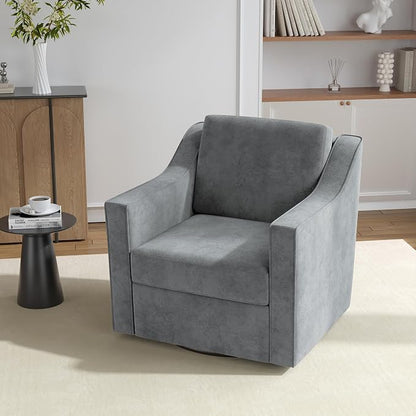 Swivel Accent Chair, 360° Swivel Upholstered Club Armchairs for Living Room, Comfy Single Sofa Reading Chair with Deep Seat, Metal Swivel Base, Chenille Fabric, Gray