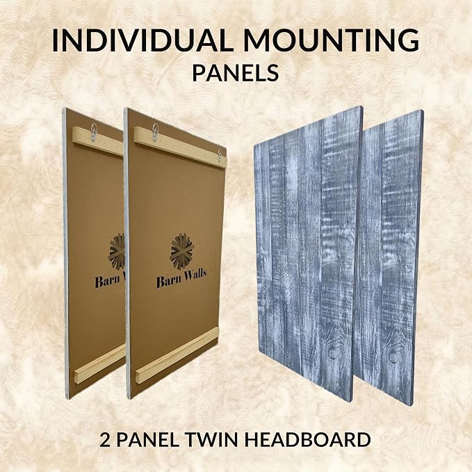 Barn Walls Twin Wood Headboard - Blue Stonewash Farmhouse Design - Wall Mounted Floating Headboard for Twin Bed - Handcrafted Solid Wood - Easy No-Drill Installation