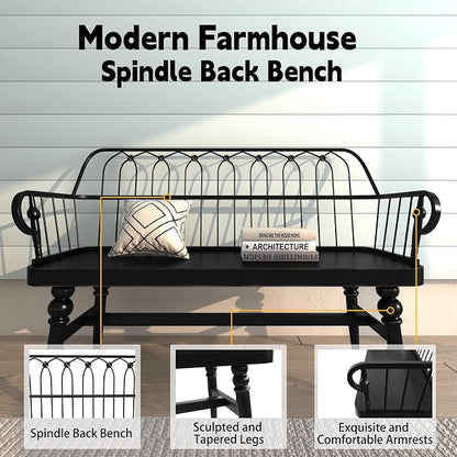 DIBRATY Entryway Bench,Spindle Back Wooden Dinning Bench, Farmhouse Foyer Bench for Entryway, Living Room, Dinning Room, Mudroom