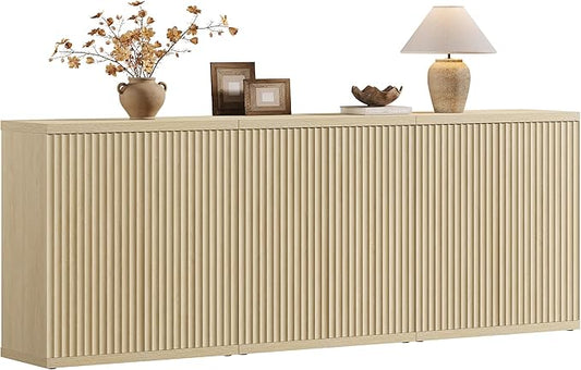 SICOTAS Buffet Cabinet with Storage Accent Sideboard Modern Credenza with Doors & Shelves Fluted Media Console Mid Century Coffee Bar Table for Living Room Kitchen Dining Room Hallway