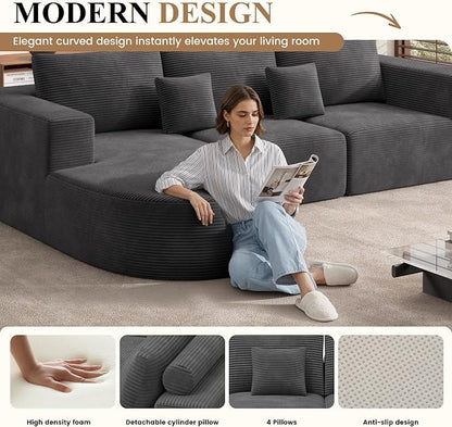 Living Room Furniture Sets,Modern U Shaped Modular Sectional Sofa,Convertible Cloud Couches for Living Room,Comfy 4 Seater with 2 Chaise Furniture Set, Boneless Couch Sofa,1 PCS
