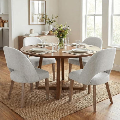 Wooden Dining Chairs Set of 6, Upholstered Modern Chenille Dining Room Chair Kitchen Chairs, Comfy Farmhouse Dinner Chair for Kitchen Dining Room, Grey