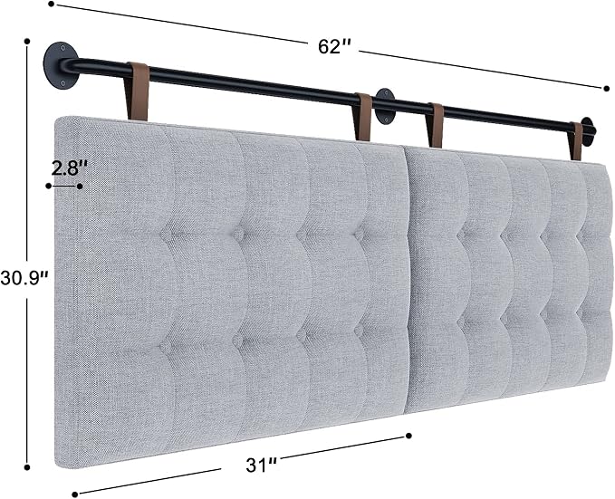 Headboards for Queen Size Bed,Head Board Wall Mounted Headboard with Fine Linen Upholstery and Button Tufting, Adjustable Heigh Headboard for Bedroom(Queen,Grey)