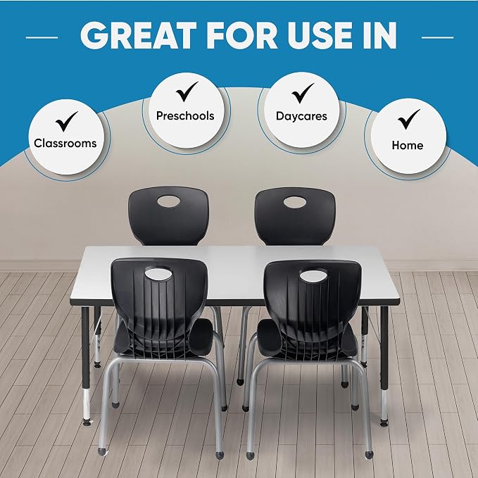 Rectangle Activity Kids Table About 24 x 48 inch (60 x 120cm) - Height Adjustable Legs - Durable Spray Edge - for Commercial Spaces