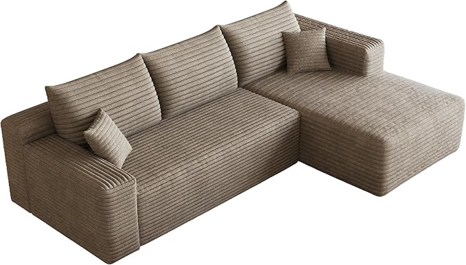 95" L Shaped Boneless Sectional Sofa Couch with Chaise Lounge, Minimalist Right Facing Compressed Cloud Modular Sectional Sofa Corner Couchfor Living Room,No Assembly Required