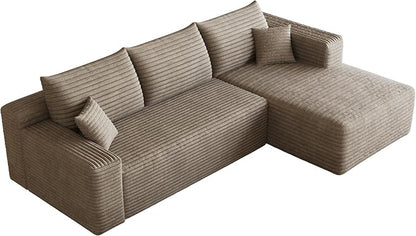 95" L Shaped Boneless Sectional Sofa Couch with Chaise Lounge, Minimalist Right Facing Compressed Cloud Modular Sectional Sofa Corner Couchfor Living Room,No Assembly Required