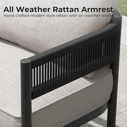 Grand patio 4-Piece Outdoor Conversation Set with 2 Single Chairs and 2 Patio Coffee Tables, Wicker Furniture Set