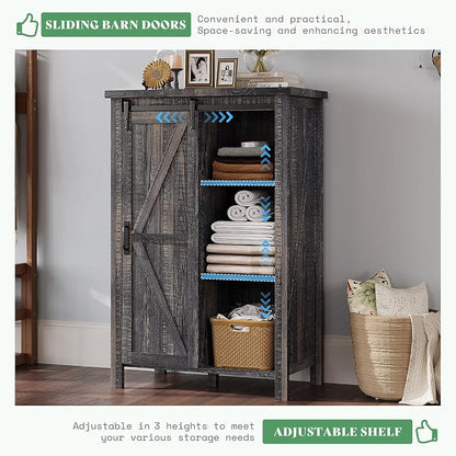 AMERLIFE 4 Pieces Farmhouse Bedroom Set, Includes Full Size Bookcase Headboard Bed Frame, 5 Drawer Tall Dresser, 47'' Dresser with 4 Drawers, 60" Dresser with 4 Drawers, Black Oak